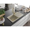 Mexen Pablo 1-compartment granite sink with a drip tray and kitchen mixer tap Savita, Beige - 6510-69-672601-50