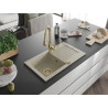 Mexen Pablo granite kitchen sink 1-bowl with drainer and Savita kitchen faucet, beige - 6510-69-672601-50