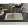 Mexen Pablo granite kitchen sink 1-bowl with drainer and Savita kitchen faucet, beige - 6510-69-672601-50