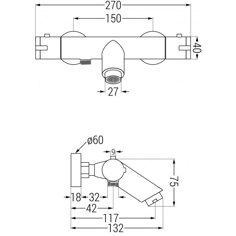 Mexen Kai thermostatic bathtub faucet, gold - 77300-50
