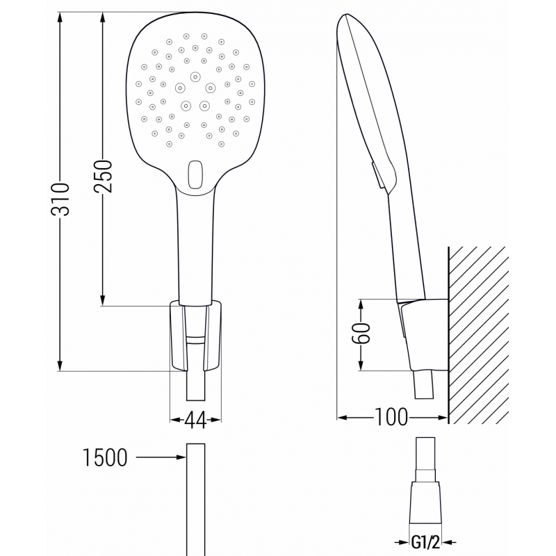 Mexen R-22 point shower set, black - 785225052-70