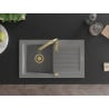 Mexen Pablo 1-compartment granite sink with a drip tray and kitchen mixer tap Savita, Grey - 6510-71-672601-50