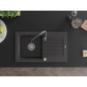 Mexen Pablo granite kitchen sink 1-bowl with drainer and Savita kitchen faucet, black speckled - 6510-76-672601-76