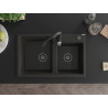 Mexen Tomas 2-chamber granite sink with Savita kitchen faucet, black/gold metallic - 6516-75-672601-70-B
