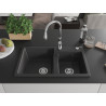 Mexen Tomas granite sink with 2 compartments and Savita kitchen faucet, black speckled - 6516-76-672601-00