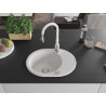 Mexen Kevin granite kitchen sink 1-bowl with drainer and Savita kitchen faucet, white - 6517-20-672601-20