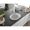 Mexen Kevin granite kitchen sink 1-bowl with drainer and Savita kitchen faucet, white - 6517-20-672601-20