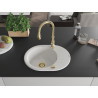 Mexen Kevin granite kitchen sink with 1 bowl, drainer, and Savita kitchen faucet, white - 6517-20-672601-50