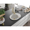 Mexen Kevin granite kitchen sink with 1 bowl, drainer, and Savita kitchen faucet, white - 6517-20-672601-50