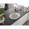 Mexen Kevin granite sink single-bowl with drainer and Savita kitchen faucet, white - 6517-20-672601-50