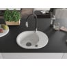 Mexen Kevin 1-bowl granite sink with drainer and Savita kitchen faucet, white - 6517-20-672601-70
