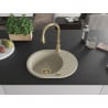 Mexen Kevin granite kitchen sink 1-bowl with drainer and Savita kitchen faucet, beige - 6517-69-672601-50