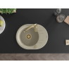 Mexen Kevin granite kitchen sink 1-bowl with drainer and Savita kitchen faucet, beige - 6517-69-672601-50