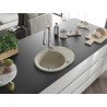Mexen Kevin granite kitchen sink with one bowl with drainer and kitchen faucet Savita, beige - 6517-69-672601-00