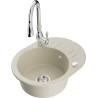 Mexen Kevin 1-bowl granite sink with drainer and Savita kitchen faucet, beige - 6517-69-672601-00