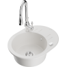 Mexen Kevin 1-compartment granite sink with a drip tray and kitchen mixer tap Savita, White - 6517-20-672601-00