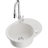 Mexen Kevin granite sink 1-bowl with a drainer and Savita kitchen faucet, white - 6517-20-672601-00