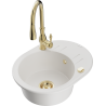 Mexen Kevin 1-compartment granite sink with a drip tray and kitchen mixer tap Savita, White - 6517-20-672601-50