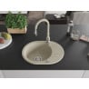 Mexen Kevin granite kitchen sink single-bowl with drainer and Savita kitchen faucet, beige - 6517-69-672601-69