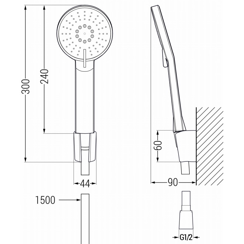 Mexen R-40 point shower set, brushed gun gray - 785405052-66