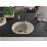 Mexen Kevin granite kitchen sink 1-bowl with drainer and Savita kitchen faucet, beige - 6517-69-672601-70