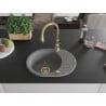 Mexen Kevin granite kitchen sink 1-bowl with drainer and Savita kitchen faucet, gray - 6517-71-672601-50