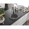 Mexen Kevin granite sink 1-bowl with drainer and Savita kitchen faucet, gray - 6517-71-672601-70