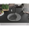 Mexen Kevin 1-bowl granite sink with drainer and Savita kitchen faucet, gray - 6517-71-672601-70-B