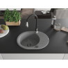 Mexen Kevin granite kitchen sink 1-bowl with drainer and kitchen faucet Savita, gray - 6517-71-672601-70-B