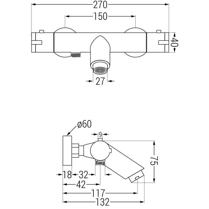 Mexen Kai thermostatic bathtub faucet, rose gold - 77300-60
