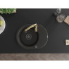 Mexen Kevin granite sink 1-bowl with drainer and Savita kitchen faucet, black/gold metallic - 6517-75-672601-50-B