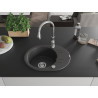 Mexen Kevin granite kitchen sink 1-bowl with drainer and Savita kitchen faucet, speckled black - 6517-76-672601-00