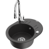 Mexen Kevin 1-compartment granite sink with drainer and Savita kitchen tap, speckled black - 6517-76-672601-00