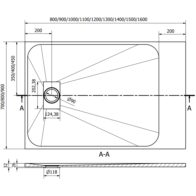Mexen Hugo rectangular shower tray SMC 100 x 90 cm, black - 42709010