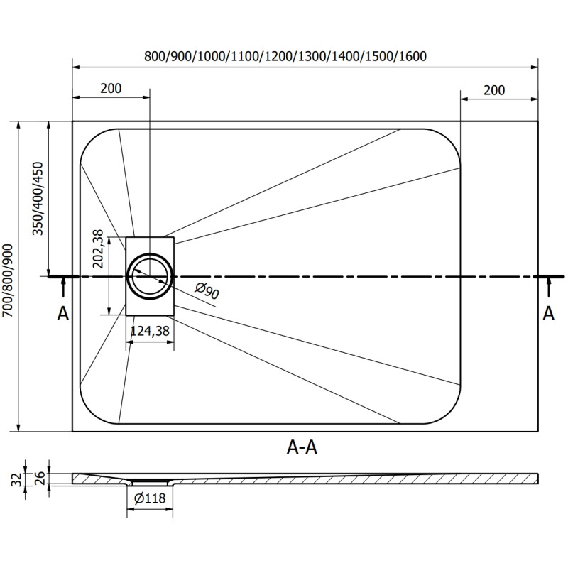 Mexen Hugo rectangular shower tray SMC 100 x 90 cm, white - 42109010