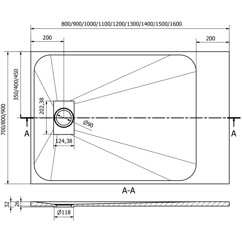 Mexen Hugo rectangular SMC shower tray 100 x 90 cm, white - 42109010