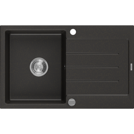 Mexen Bruno 1-compartment granite sink with a drip tray 795 x 495 mm, Black/Metallic gold- 6513791010-75