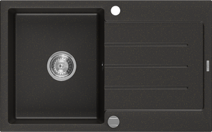 Mexen Bruno 1-compartment granite sink with a drip tray 795 x 495 mm, Black/Metallic gold- 6513791010-75
