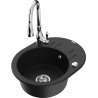 Mexen Kevin 1-compartment granite sink with a drip tray and kitchen mixer tap Savita, Black - 6517-77-672601-00