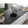 Mexen Kevin granite kitchen sink 1-bowl with drainer and kitchen faucet Savita, black - 6517-77-672601-70-B