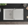 Mexen Leo granite sink 1-bowl with drainer and kitchen faucet Carla, white - 6501-20-670700-00