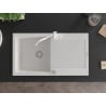 Mexen Leo 1-bowl granite sink with drainer and Carla kitchen tap, white - 6501-20-670700-20