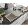 Mexen Leo 1-bowl granite sink with drainer and kitchen faucet Carla, beige - 6501-69-670700-69