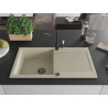Mexen Leo granite sink 1-bowl with drainer and Carla kitchen faucet, beige - 6501-69-670700-70