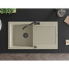 Mexen Leo granite sink 1-bowl with drainer and Carla kitchen faucet, beige - 6501-69-670700-70