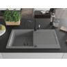 Mexen Leo granite sink 1-bowl with drainer and kitchen faucet Carla, gray - 6501-71-670700-70-B