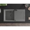 Mexen Leo granite sink 1-bowl with drainer and Carla kitchen tap, grey - 6501-71-670700-70-B