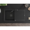 Mexen Leo granit kitchen sink 1-bowl with drainer and kitchen faucet Carla, black/silver metallic - 6501-73-670700-70-B