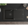 Mexen Leo granite sink 1-bowl with drainer and kitchen faucet Carla, black/gold metallic - 6501-75-670700-70-B