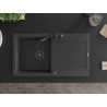 Mexen Leo granite kitchen sink single-bowl with drainer and kitchen tap Carla, speckled black - 6501-76-670700-70-B